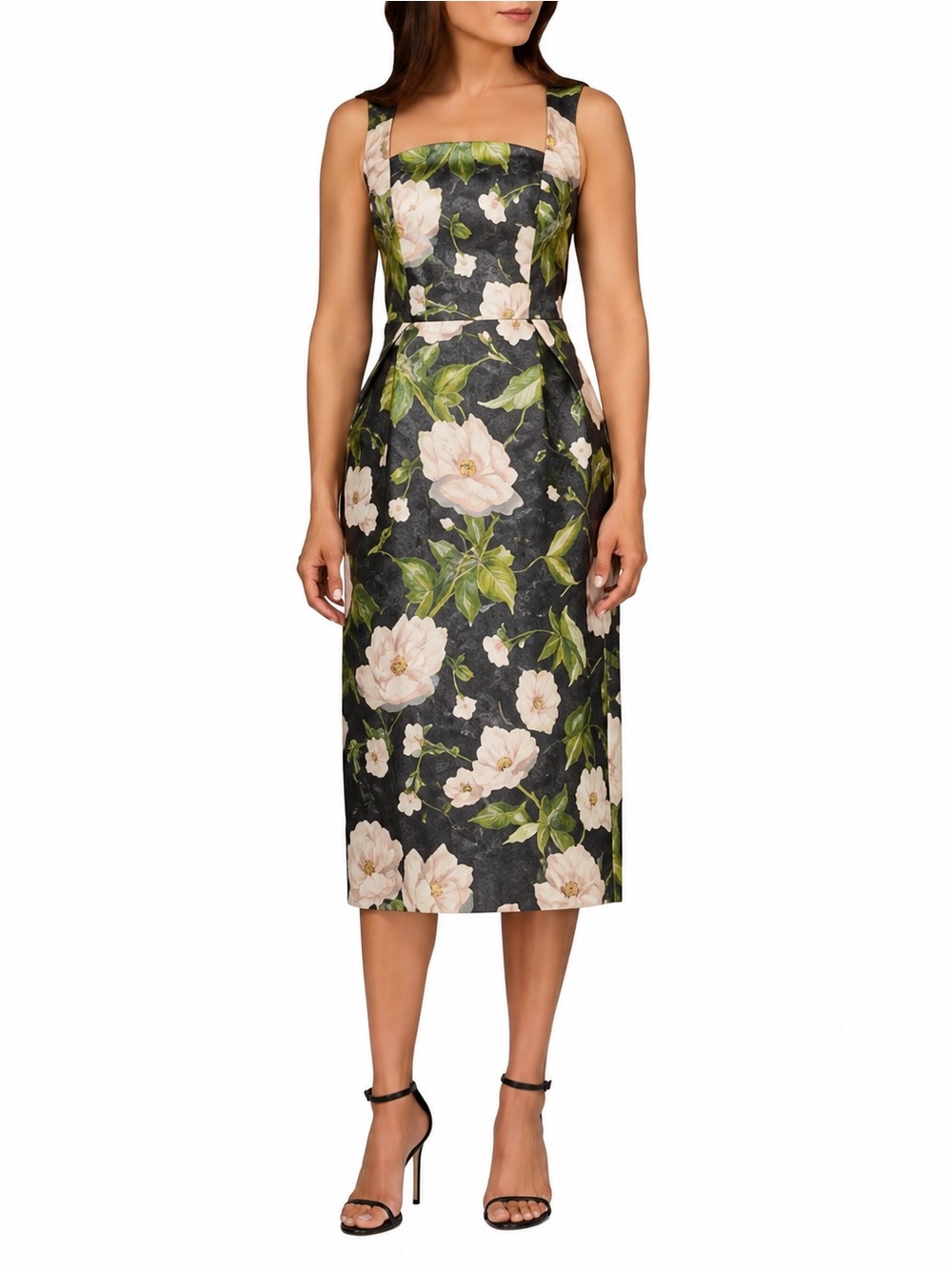 Aidan Mattox Jacquard Square Neckline Sleeveless Sheath Midi Dress - 4